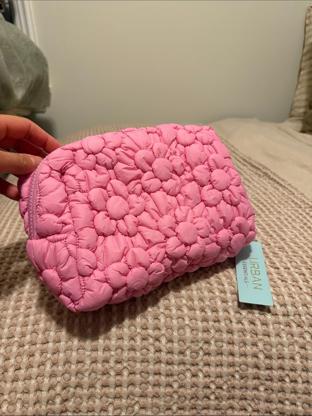 Urban Essentials Pink Quilted Makeup Pouch